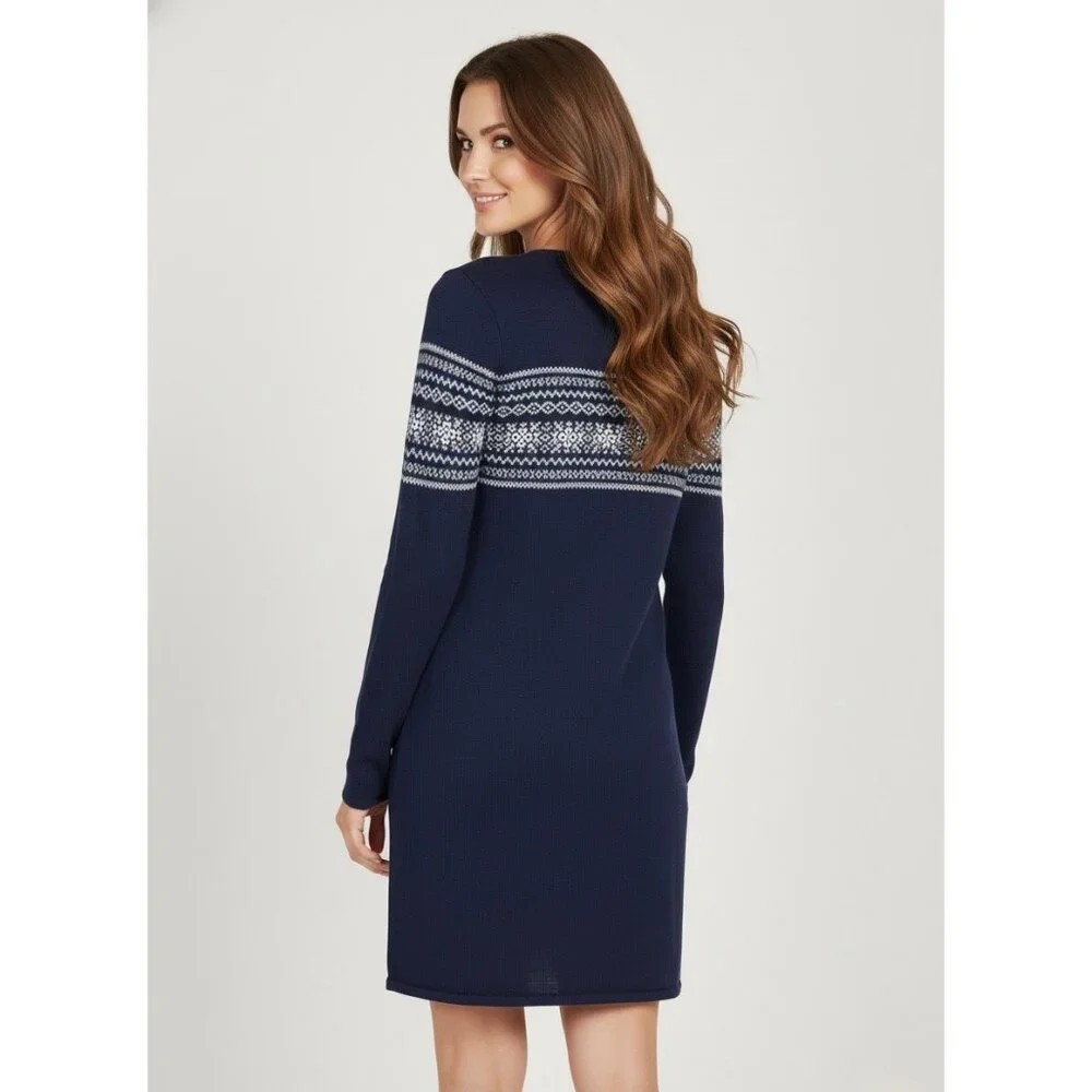 Vtg Y2K Esprit De Corp Fair Isle Sweater Dress | 90s Old Money Dark Academia Lg - Picture 6 of 8